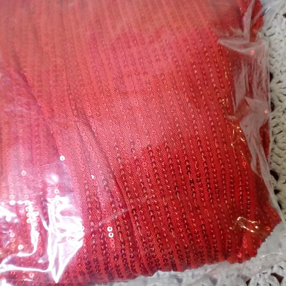 Women V Neck Jumpsuit Onesie | Red Sequin | Long Sleeve | Sexy, Casual - Picture 4 of 5